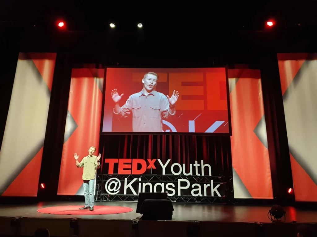 Joshua Patrick during his TEDxYouth talk at Kings Park